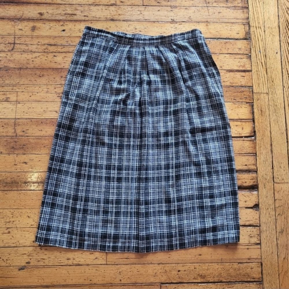 Leslie Fay Separates‎ Vintage Plaid Midi Skirt Gray, Black and White Size 16